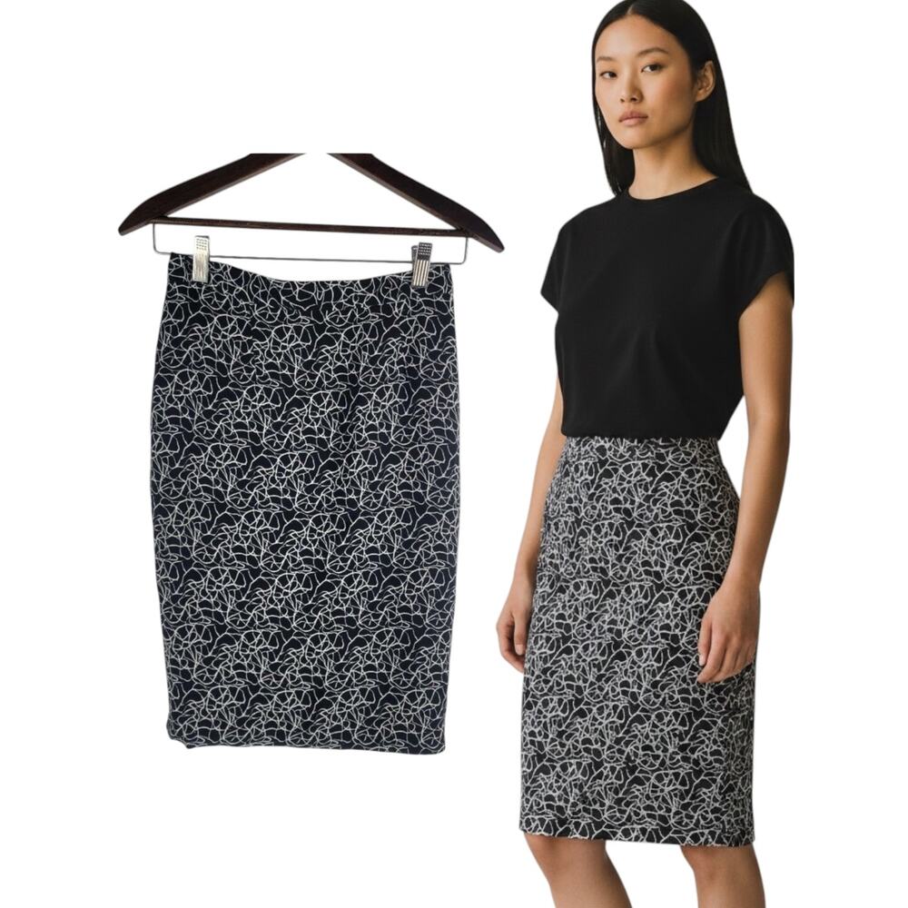 ALC Straight Pencil Skirt Mini Black And White Back Zip Lined Size 0